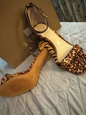Vince Camuto Leopard and Tiger Print Ankle-Strap High Heels